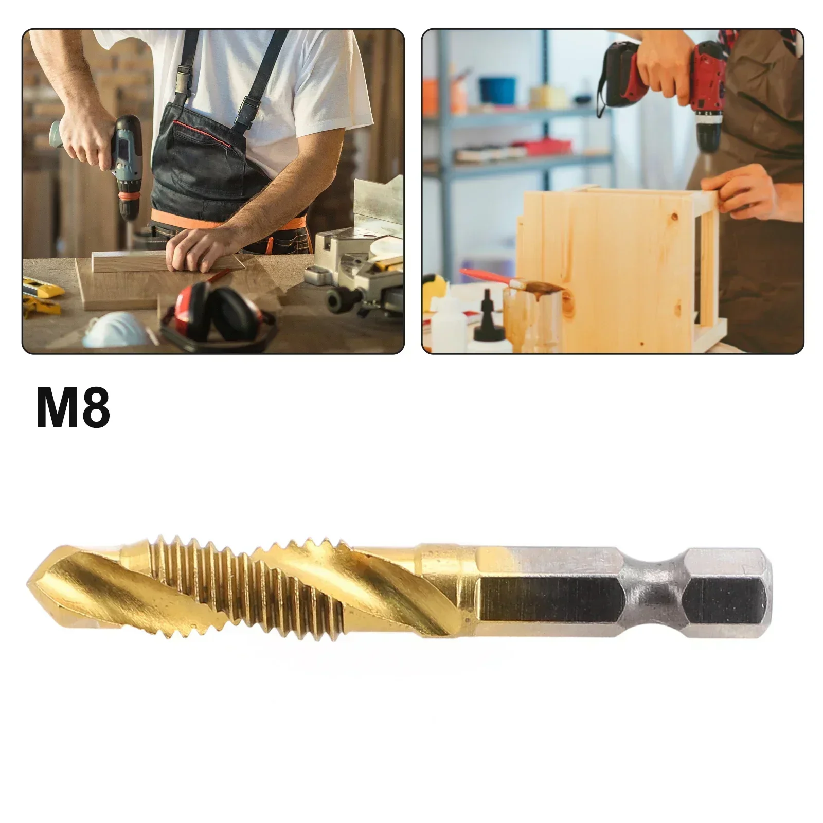 1pc Titanium Coated HSS Tap Drill Bit Hex Shank Screw Thread Metric Tap Drill  Machine Compound Tap M5 M6 M8 M10 Hand Tool