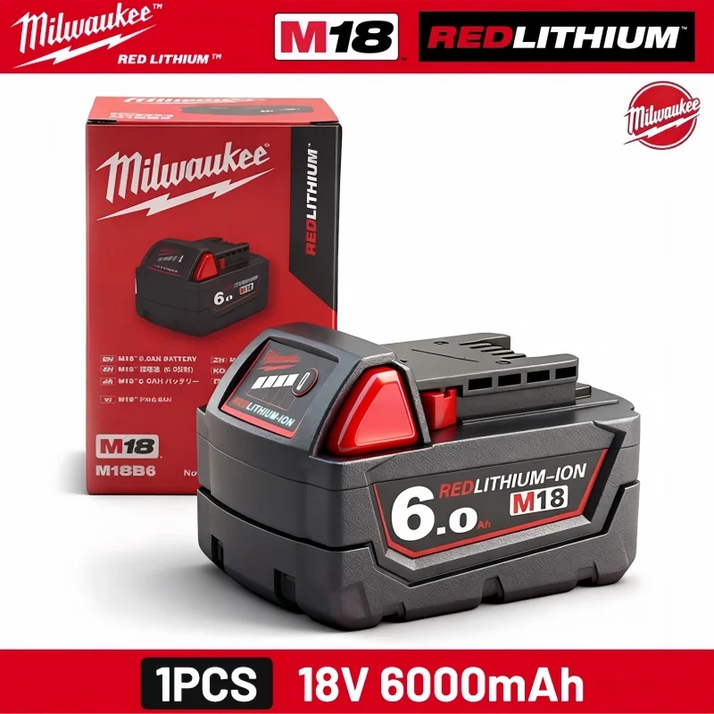 

Новая аккумуляторная батарея Milwaukee M18 6.0 Ач, 18 В, литий-ионная, высокопроизводительная, для беспроводных электроинструментов Milwaukee M18, 6 Ач