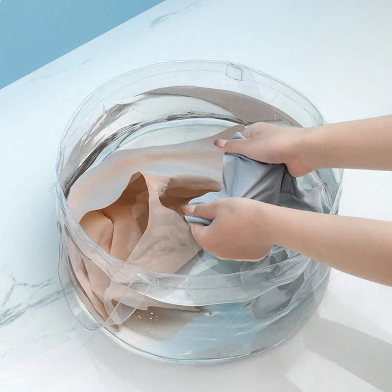 

Outdoor Vegetable Washing Basin With Transparent Compressed Water Tank Hand Washing And Laundry Portable Travel Laundry Bag