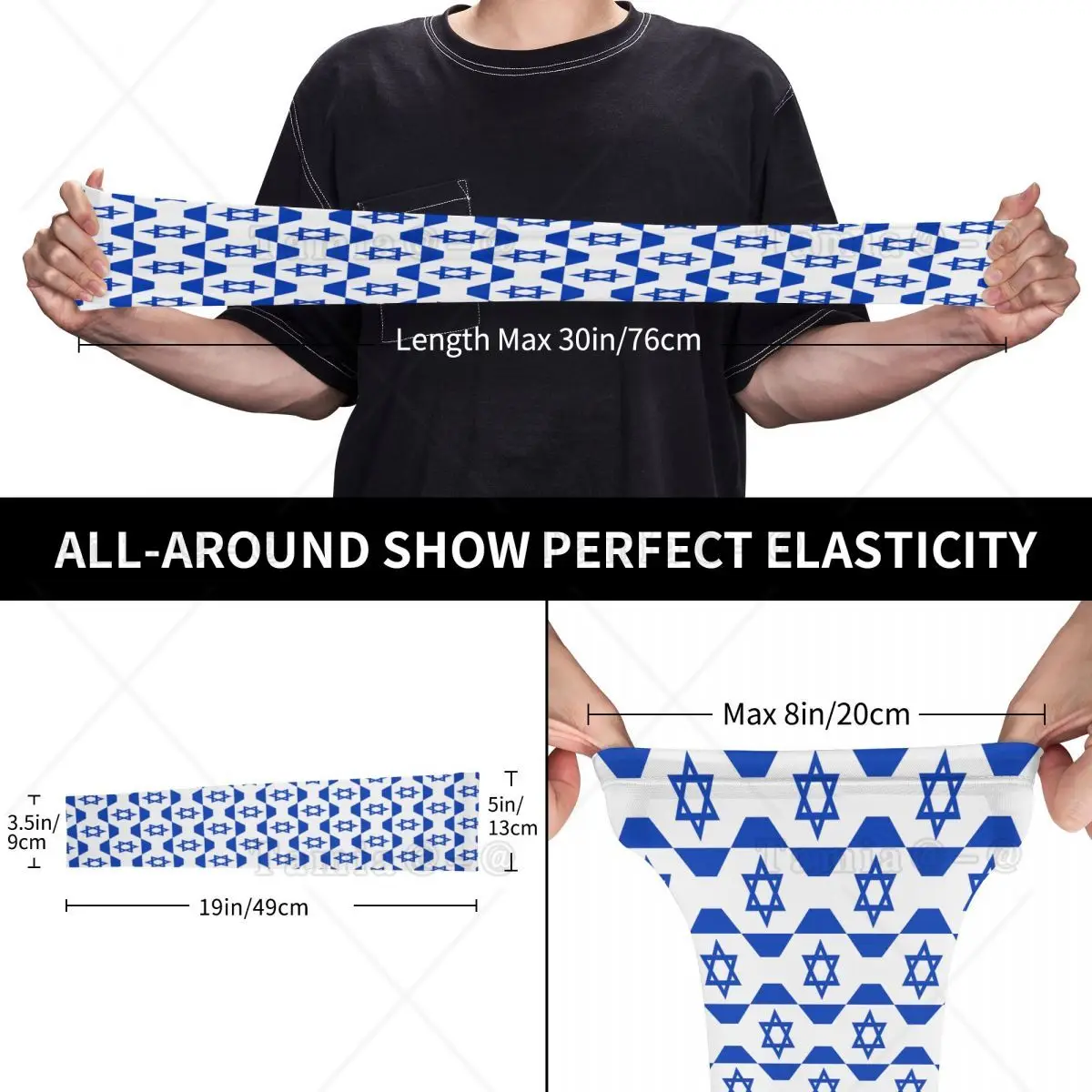 Cooling Arm Sleeves Cover Israel Flag Seamless Background Sports Running UV Sun Protection Fishing Cycling Sleeves