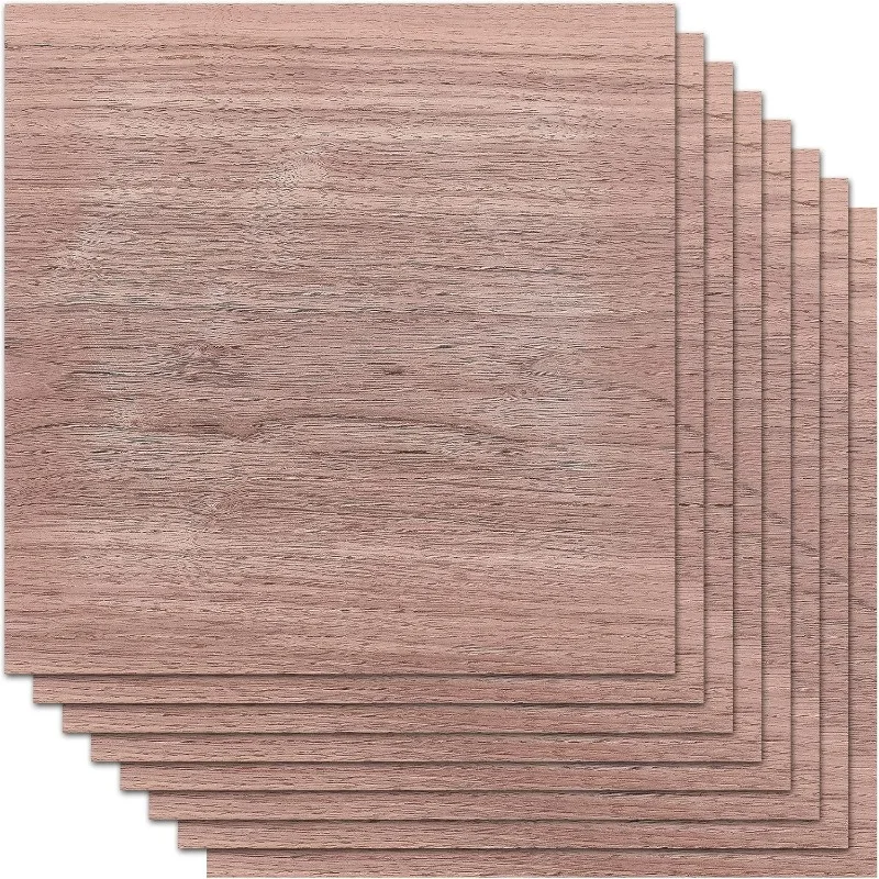 8 Sheets Walnut Wood Sheet 11.8x11.8inch Square Hardwood Veneer Boards for Wood Craft DIY Project 0.5mm Thin