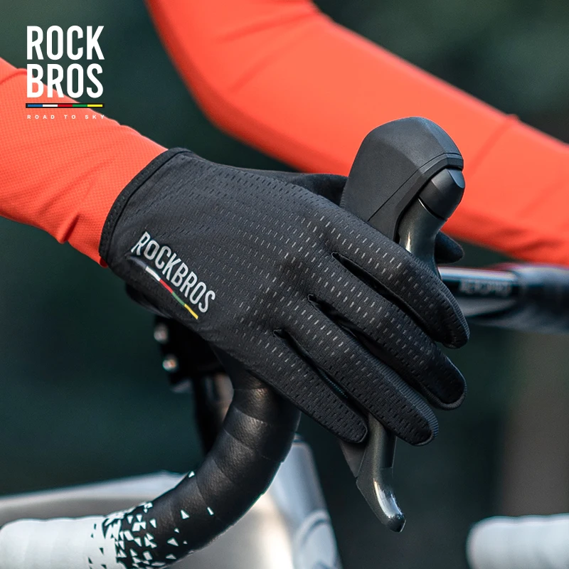 ROCKBROS ROAD TO SKY Bicycle Gloves Full Finger Cycling Gloves Sweat Absorbent Fabric Men Women Breathable Bike Gloves