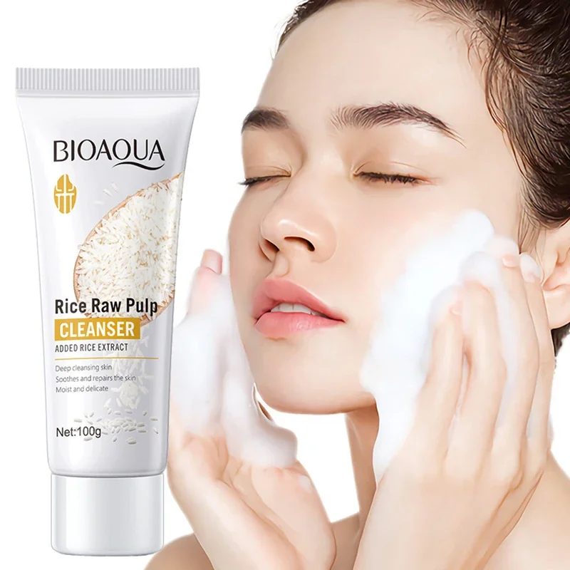 

100g Rice Raw Pulp Facial Cleanser Face Wash Foam Sulfur Strength Moisturizing Skin Brightening Rejuvenation Face Cleanser