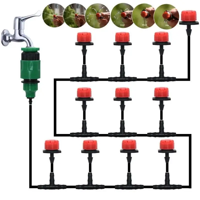 5-50M Patio Misting Cooling Kit Brass Atomizer Nozzles Water Tube Set for Garden Backyard Outdoor Summer Cooling