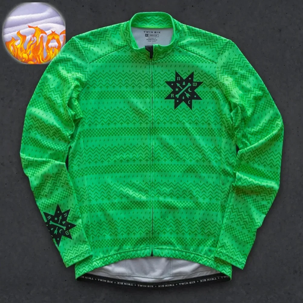 

Men's Warm Cycling Jacket Fleece Bike Jersey Coat Bicycle Clothing Motorcycle Thermal Fleece Pro Team racing Clothing 2025