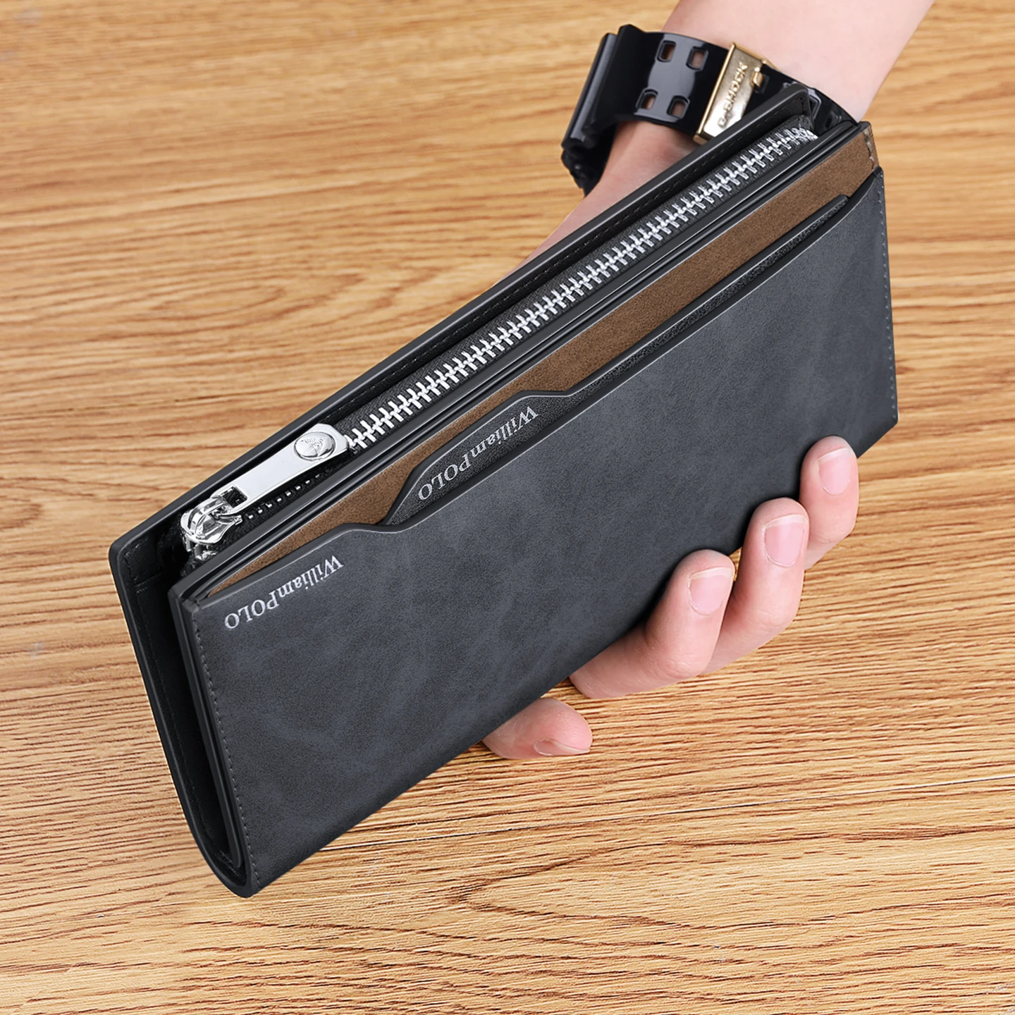Casual men's wallet, large capacity multifunctional hand-held bag, long mobile phone bag, card holder
