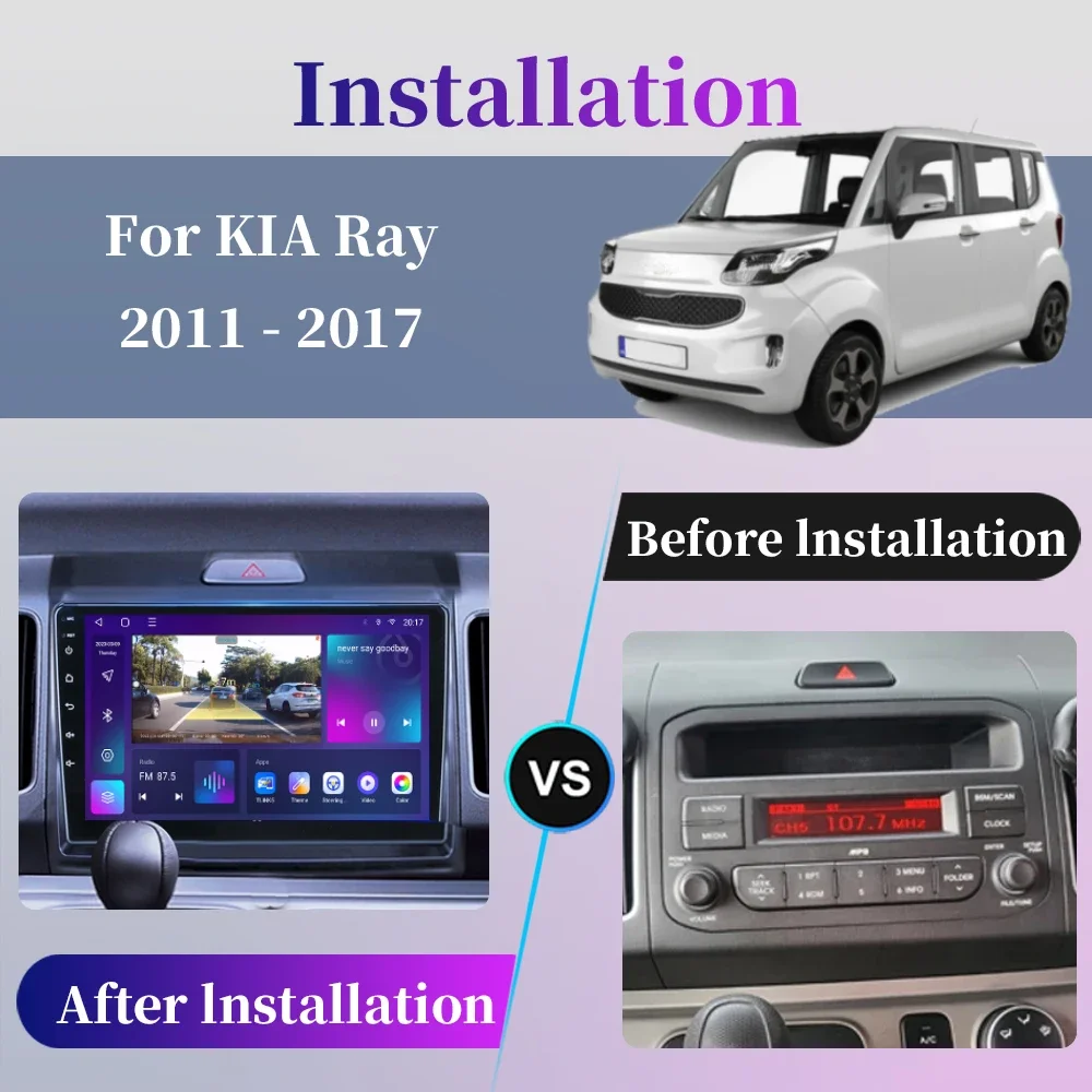 Para Kia Ray 2011 2012 2013 2014 2015 2016 2017 Android Car Radio Multimedia Video Player Navegação GPS Carplay Touch Screen Auto Estéreo Sistema Inteligente