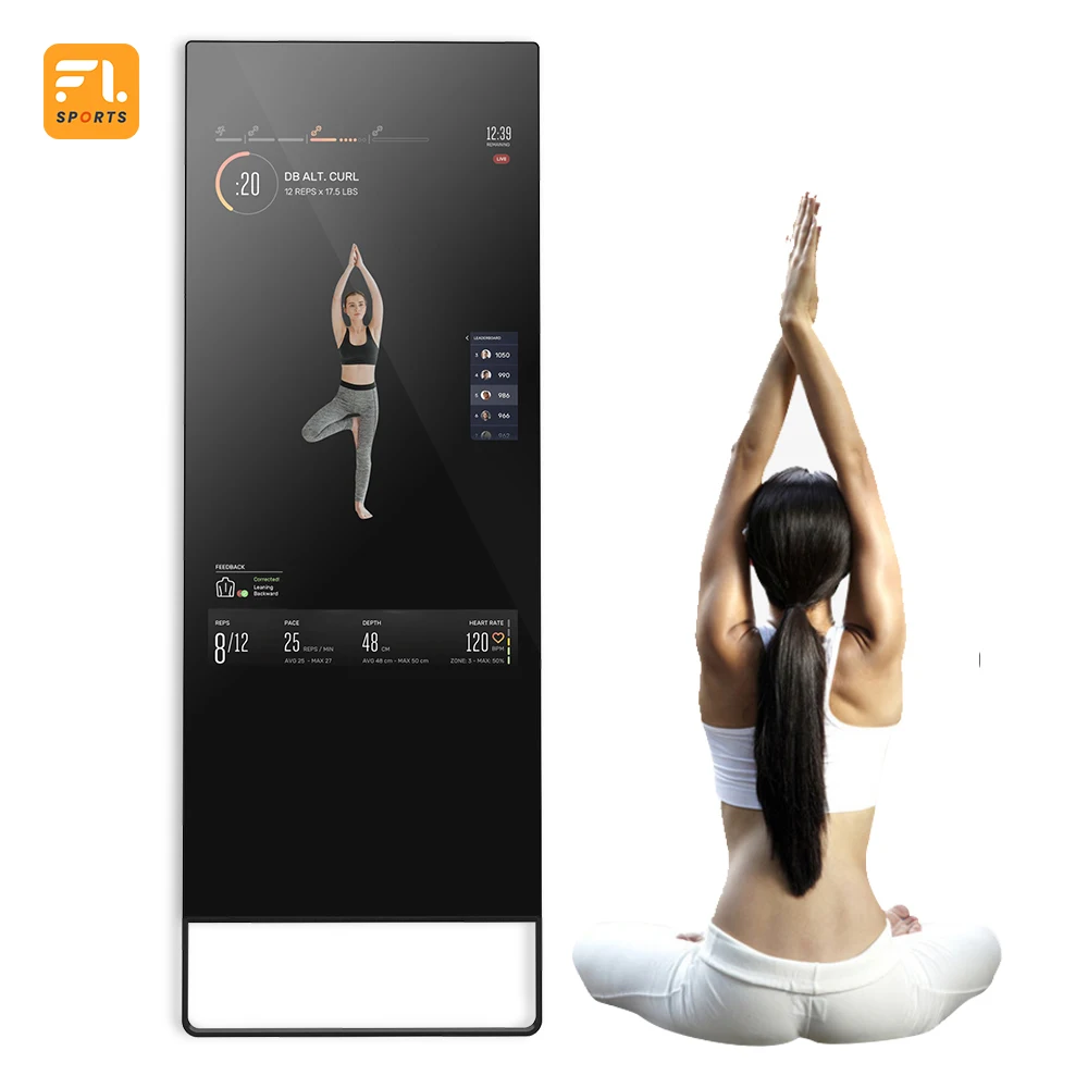 Espejo de entrenamiento inteligente para ejercicio en casa, pantalla electrónica de vidrio, entrenamiento interactivo largo