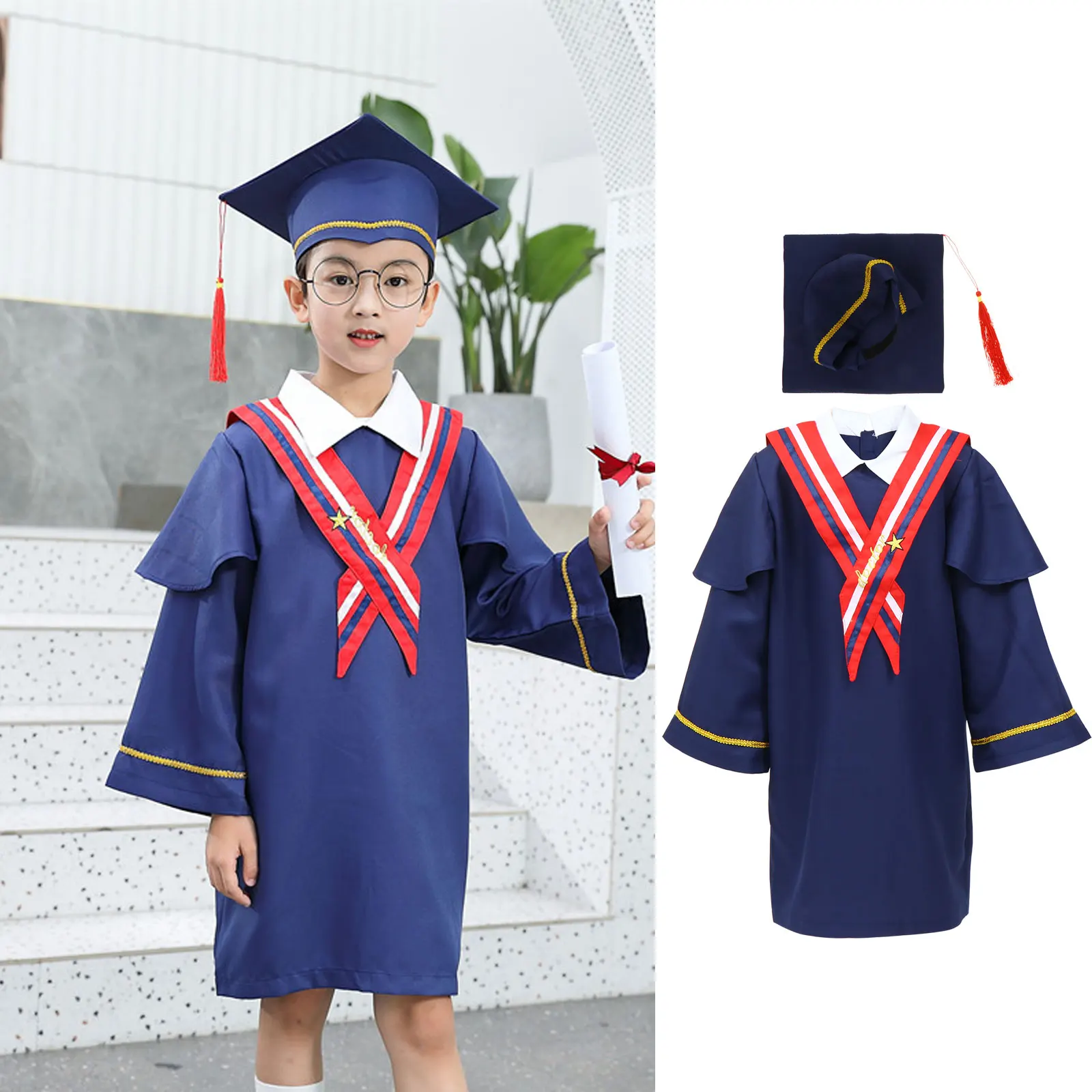 

Bachelor Gown Graduation and Clothes Kid Children Uniform Kids Hat Photo Prop Dress Kindergarten