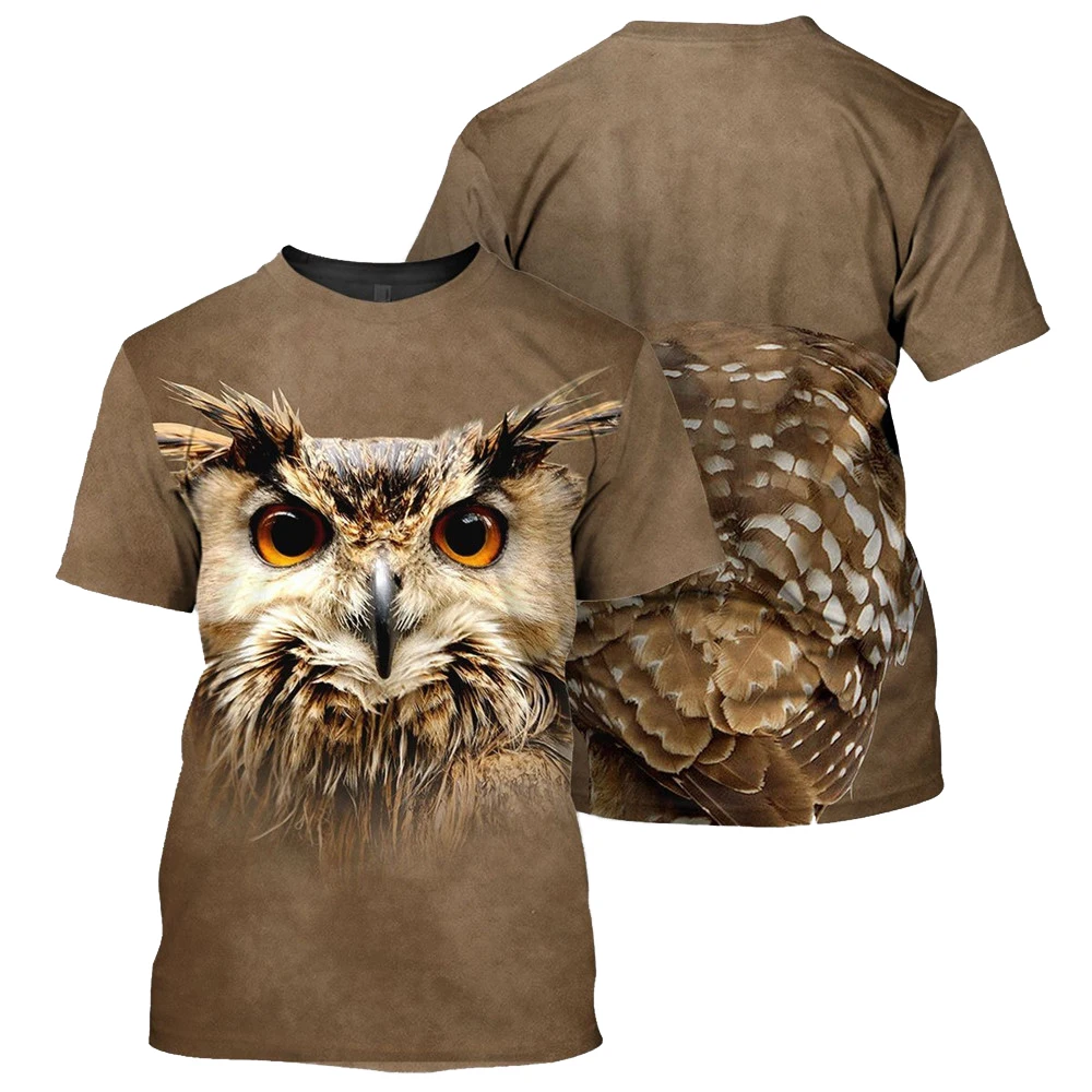 

HX Fashion Men's T-shirts Wild Animal Owl Front and Back 3D Printed Tees Harajuku Men Women Summer Short Sleeve Shirts S-7XL