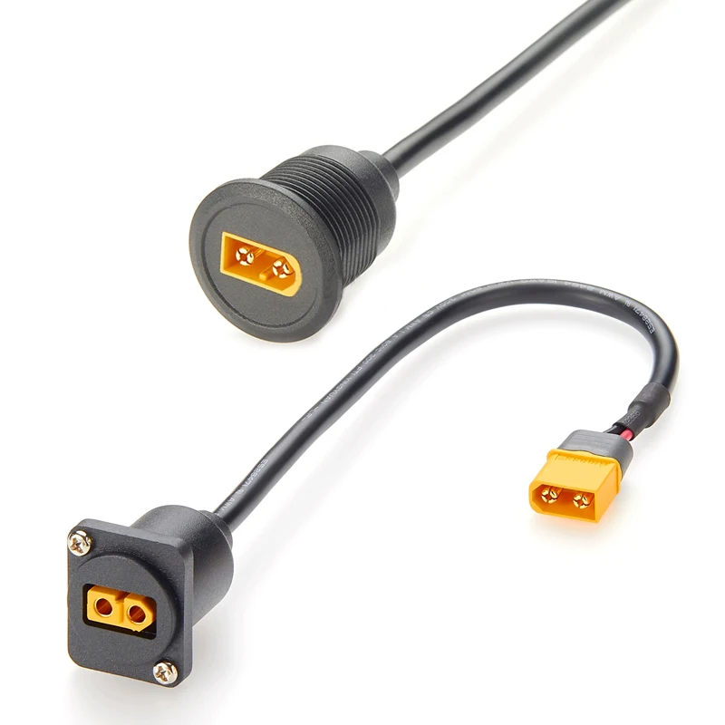 Cabo de extensão xt60 macho para fêmea, painel redondo/quadrado montável, linha de conexão de energia da bateria para drone, veículo de aeronave rc, 1 peça