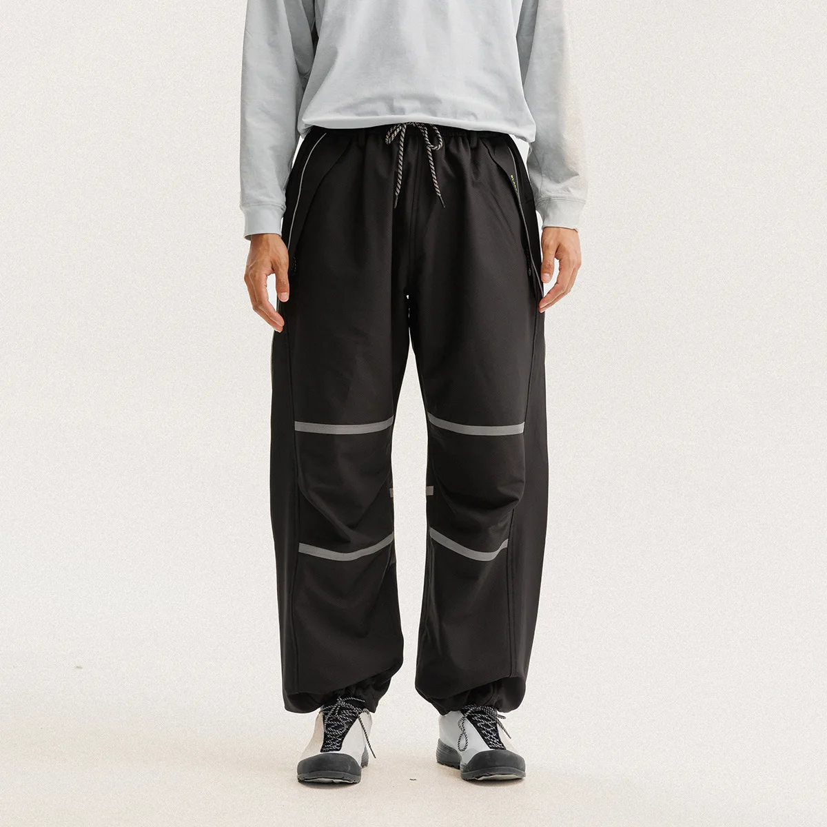 

Men Women Lightweight Waterproof Quick Dry Loose Techwear Cargo Pant Trouser Night Reflective Strip Sports Casual Track Pants