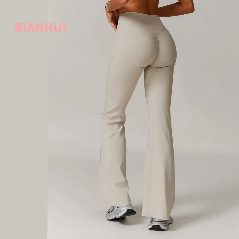 

BIANHUI Tight Yoga Pants For Women Slightly Flared Wide-Leg Running Sports Long Pants High-Waisted Fitness Flare Leggings