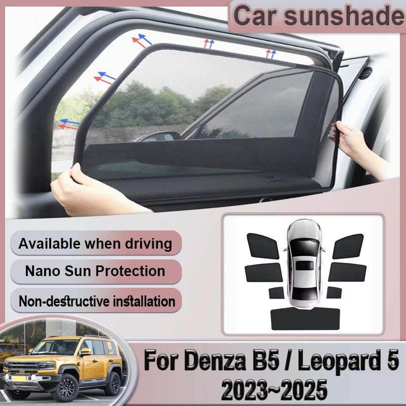 

Для Fangchengbao Bao 5 Leopard 5 Denza B5 аксессуары 2023 2024 2025 автомобильный сетчатый солнцезащитный козырек, козырек, шторы, аксессуары