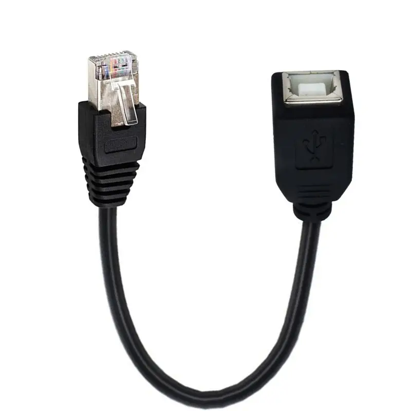 Cable de conexión USB 2,0 B hembra a red RJ45 macho para impresora, Cable de extensión de puerto de impresión, RJ45-USB BF, 10cm