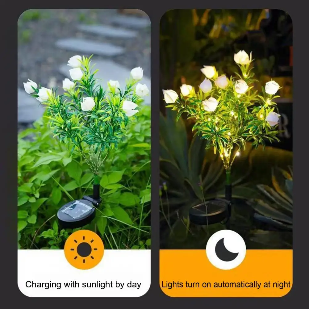 Portable Garden Light Solar Powered Garden Light Flower Shape Outdoor Yard Lamp Waterproof Small Size Decorative Landscape