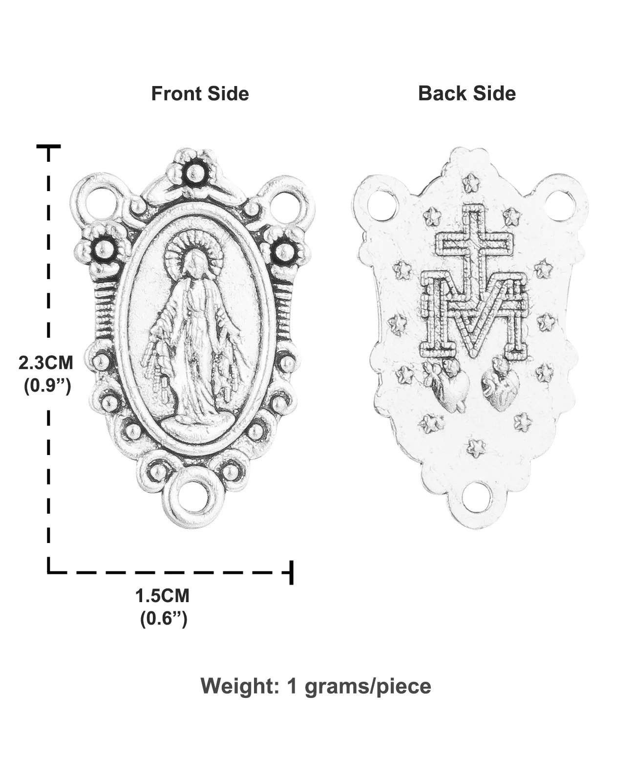 10Pcs Catholic Our Lady Medalla Milagrosa Connectors Virgin Mary Rosary Centerpieces Center Part for DIY Jewelry Accessories