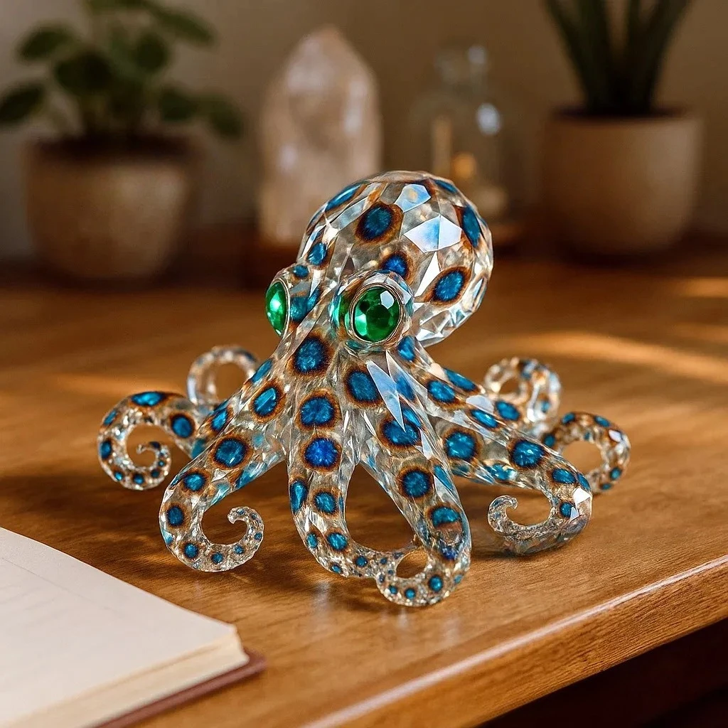 

Crystal Cute Octopus Statue Ornament Home decoration desktop accessories Figurine