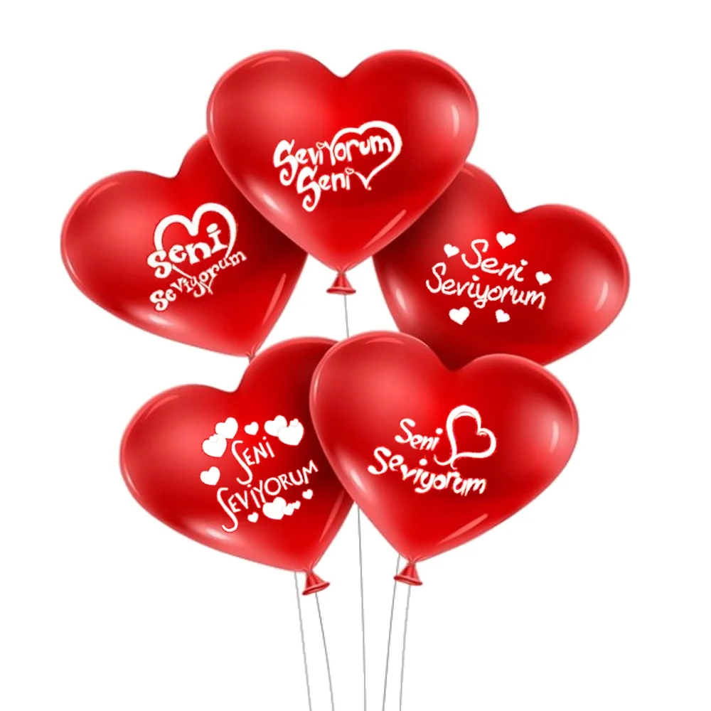 I Love you Printed 100 pcs Heart Balloon