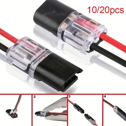 10/20pcs 2 Pin 2 Way Universal Compact Wire Terminals, No Wire-Stripping Required, Toolless Spring Wire Connectors, Quick Splice