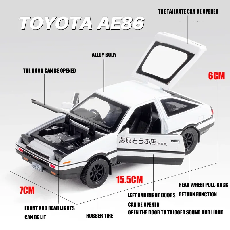 1:32 Toyota AE86 Modellauto Druckguss Legierung Jungen Spielzeug Autos Zurückziehen Sammlerstücke Kinder Auto Modell Kostenloser Versand