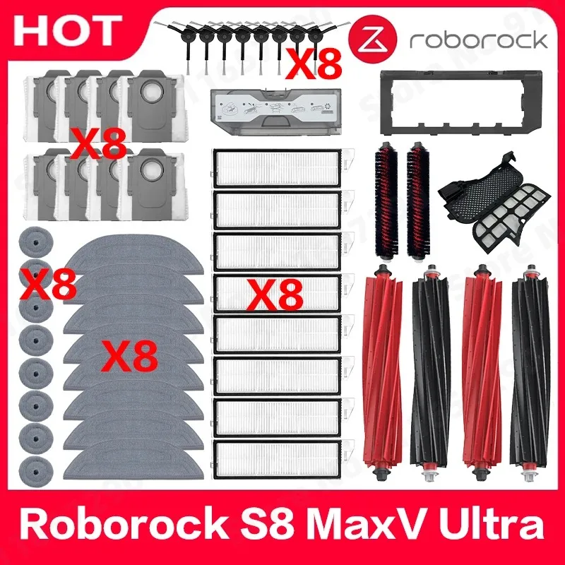 Roborock S8 MaxV Ultra Robot Vacuum Cleaner Accessories Mop Cloth Vacuum Bags Side Brush Filter Replaceable Spare Parts