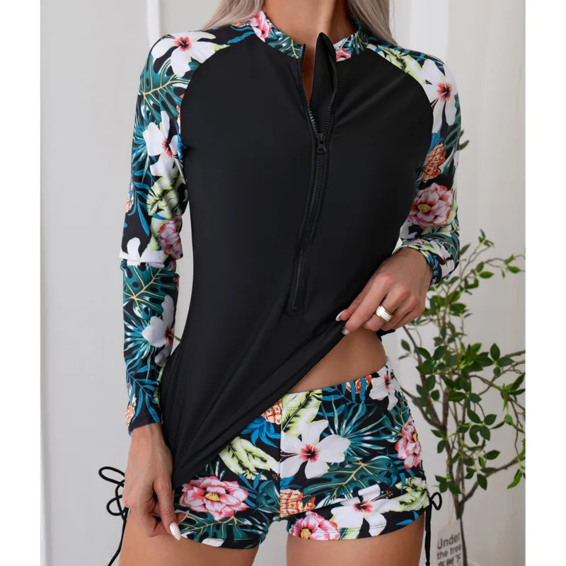 Separate Swimsuits Tankini Set Female Long Sleeves Swimwear Sports Beach Wear Two-Piece Bathing Suit Pool Women Swimming Suit