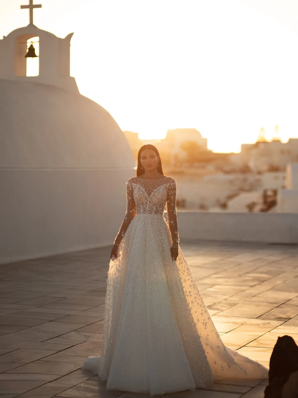 Low Back Dreamy Sheer Floral Wedding Dress, Sweet Sparkly A Line Bridal Gown, Romantic Pearls Plus Size Customized Bride Wear