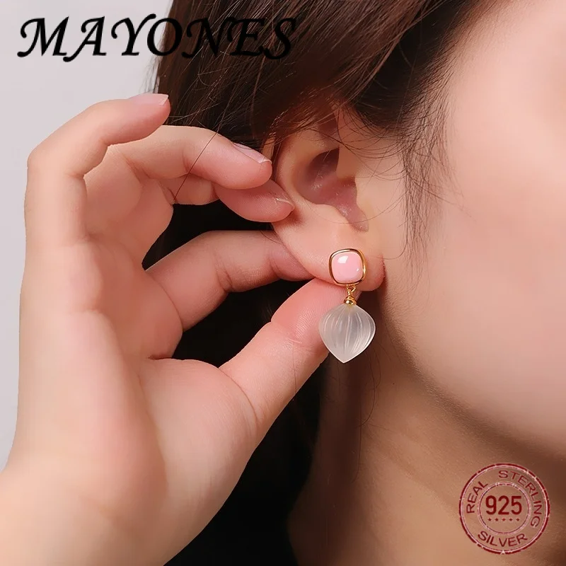 

NEW 925 Silver 18K Gold Plated White Crystal Square Water Drop Jewelry Sets With Pendant Necklace And Earrings For Womens