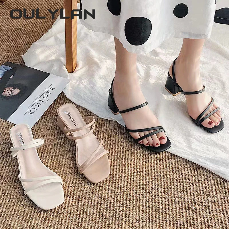 Hot Selling Items Woman Sandals Ladies Elegant Summer Slippers Outside Cross Tied Leather Female Slides Women Sandals Fashion