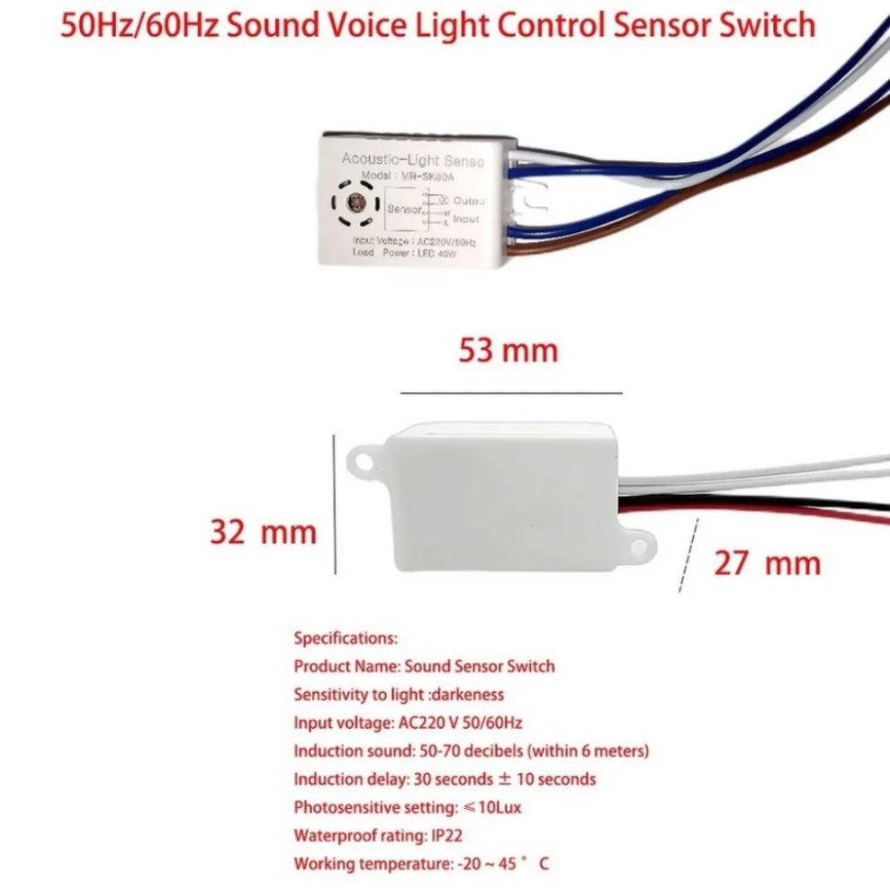 LDHLM MRSK50A Home Improvement Smart Switches Module 220V Detector Sound Voice Sensor Intelligent Auto on Off Light Switch