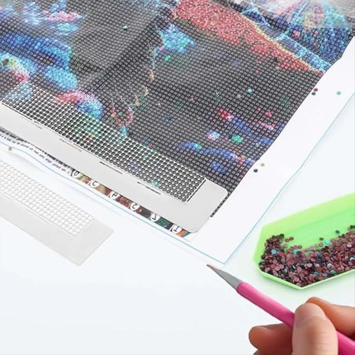 ABJY 3Pcs Diamond Draw Ruler Mesh Ruler Grid DIY Diamond Draw Ruler Accessories with 240/400 Blank Grids