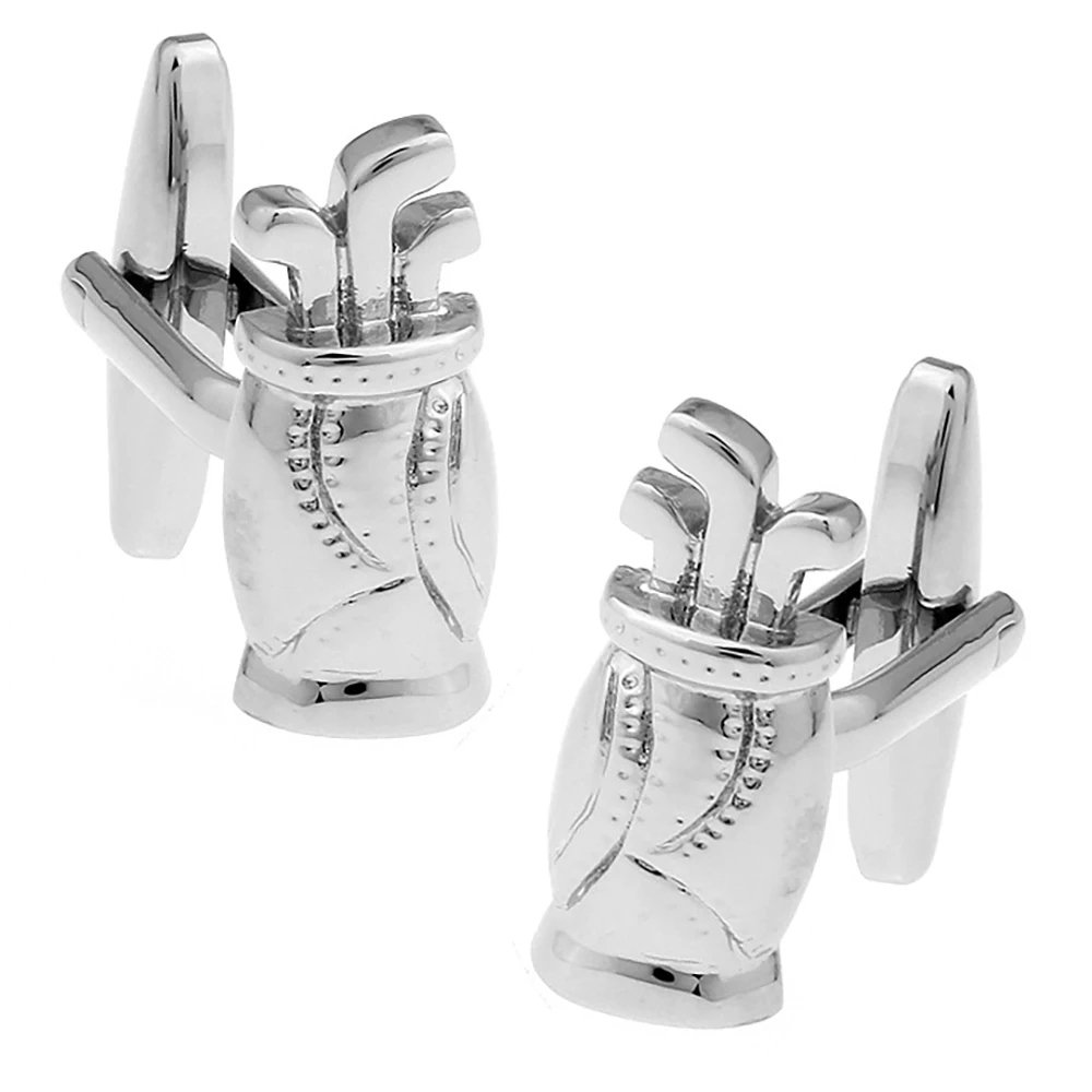 iGame Golf Club Cuff Links Quality Brass Material Silver Color Golf Bag Design Cufflinks Wholesale & Retail