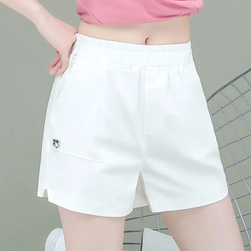 Summer New Casual Elastic Shorts Women's High Waist Thin Loose A Word Wide Legs Thin Sports Wear Shorts (Women's Clothing