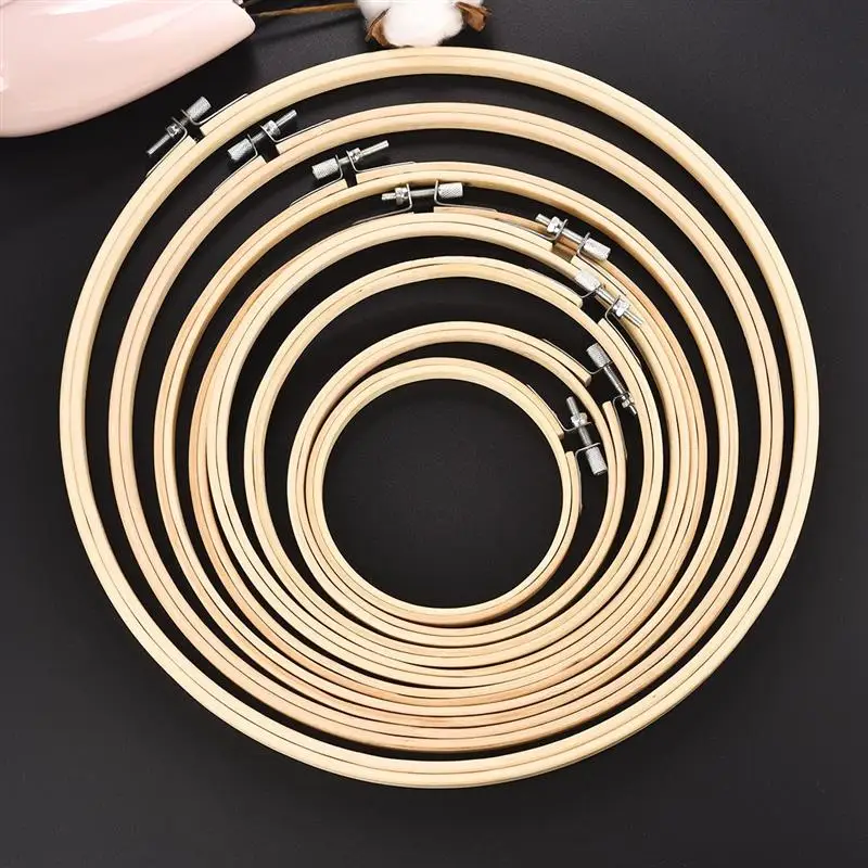 10pcs/Set Dia 10-30cm Wooden Embroidery Hoops Frame Set Bamboo Embroidery Hoop Rings For DIY Cross Stitch Needle Craft Tool