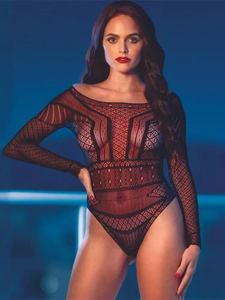 

Sexy Mesh Jumpsuit For Women Erotic Fishnet Bodysuits Sensual Adult Underwear Hollow Out See Through Sexiest Tight Lingerie