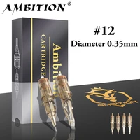 Aghi para cartuchos de tatuaje Ambition Premium 20 unidades/caja # 12 revestimiento redondo RM RL RS de 0,35 mm para empuñaduras de tatuaje de máquina de tatuaje de cartucho