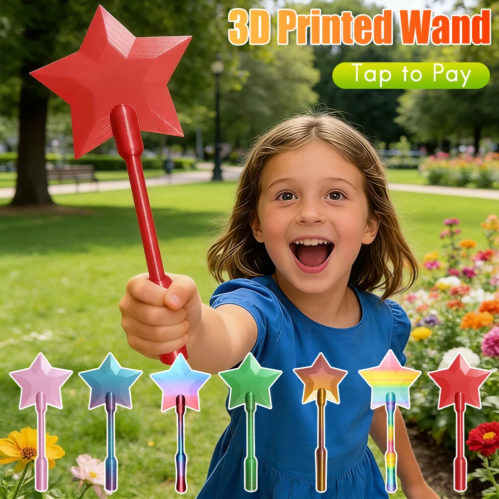 3D Printed Payment Wand Tap to Pay Card Holder Star Magic Wand Contactless Payment Card Holder Credit Card Wand for Kids Gifts