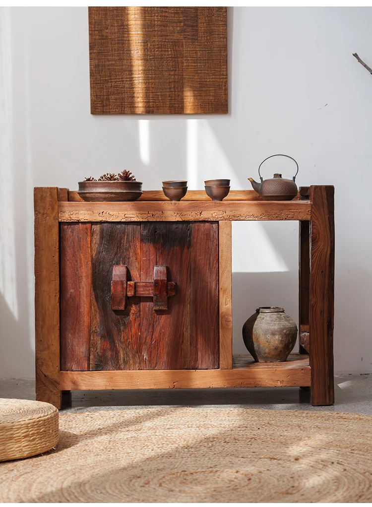 

Тумба-буфет из массива дерева в стиле ретро, чайный шкаф в стиле ваби-саби, декоративный приставной шкафчик для столовой, мебель для B&B