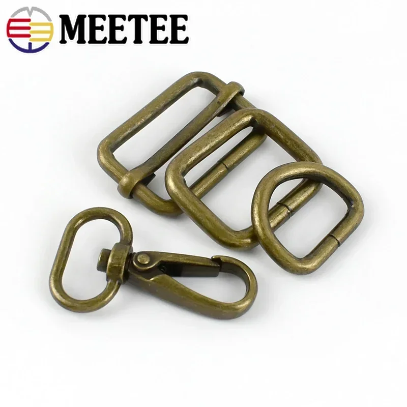 10Pcs 20/25/32/38mm Brass Metal Buckles D Ring Lobster Tri-glide Adjust Clasp Bag Strap Belt Carabiner Hook Sewing Accessories