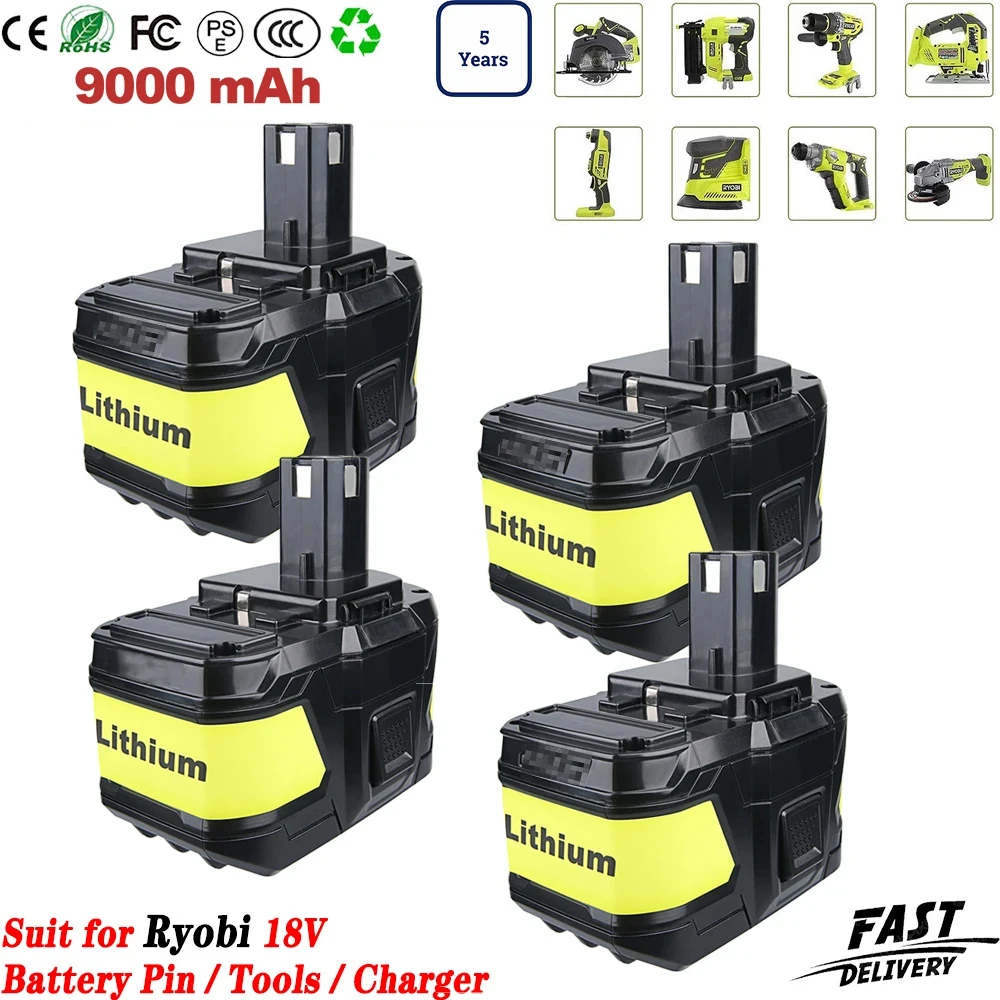 

1/2/4Pcs 9.0Ah P109 Replace for Ryobi 18V Battery Pin Compatible for Ryobi 18V Plus Cordless Tools P108 P107 P105 P103 P102