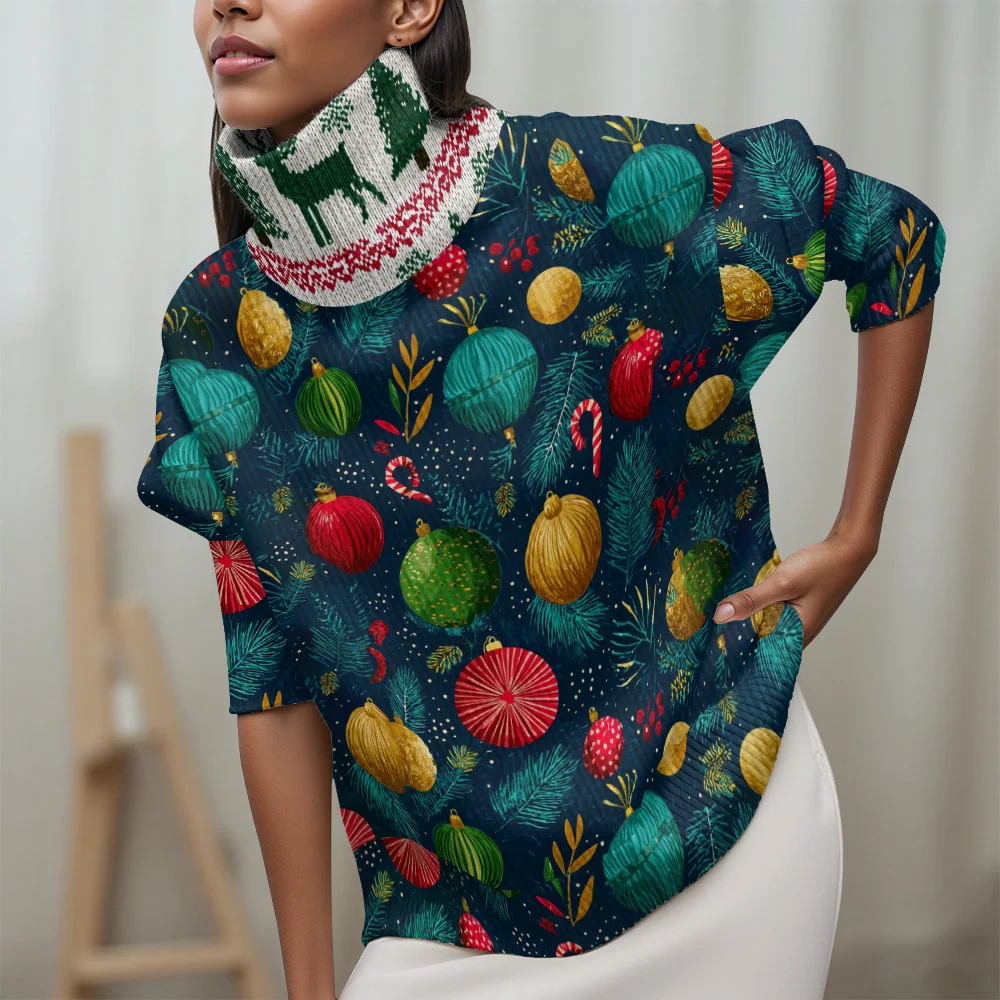 سترة الياقة المدورة لحفلات المهرجانات ملابس عيد الميلاد سترة نسائية غير رسمية سترة بأكمام طويلة