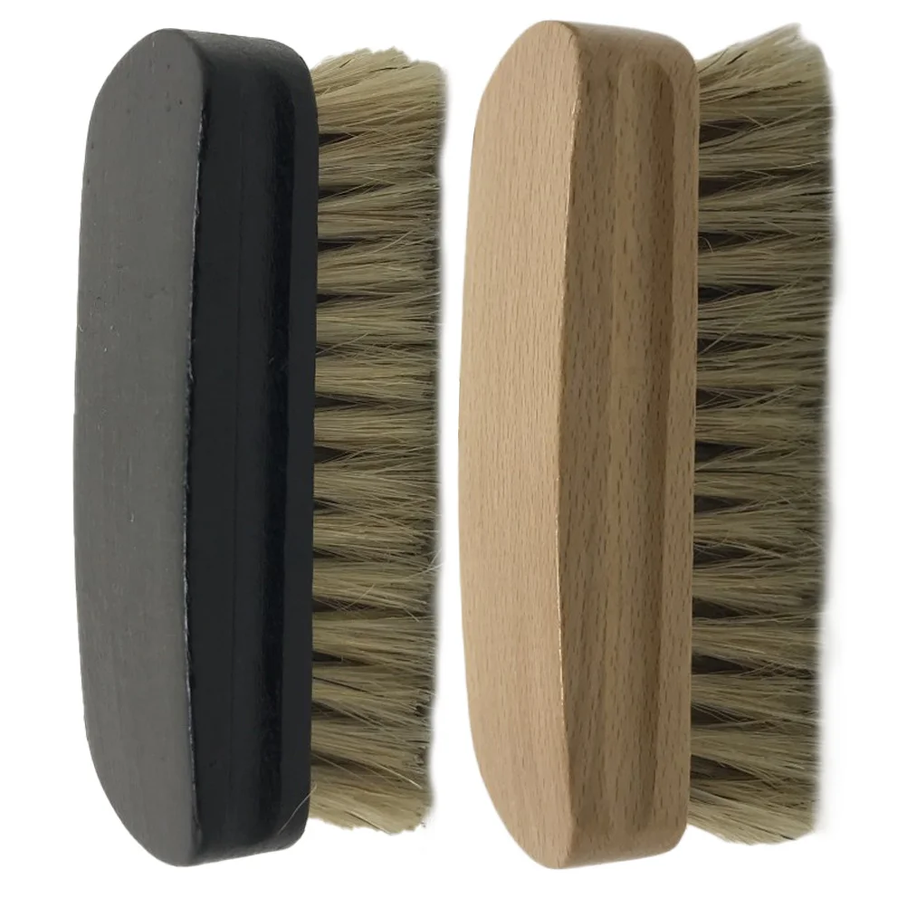 

2pcs Boar Bristle Shoe Brush Light Weight Portable Odorless Scrubbing Tool For Polishing Dedusting Multifunctional