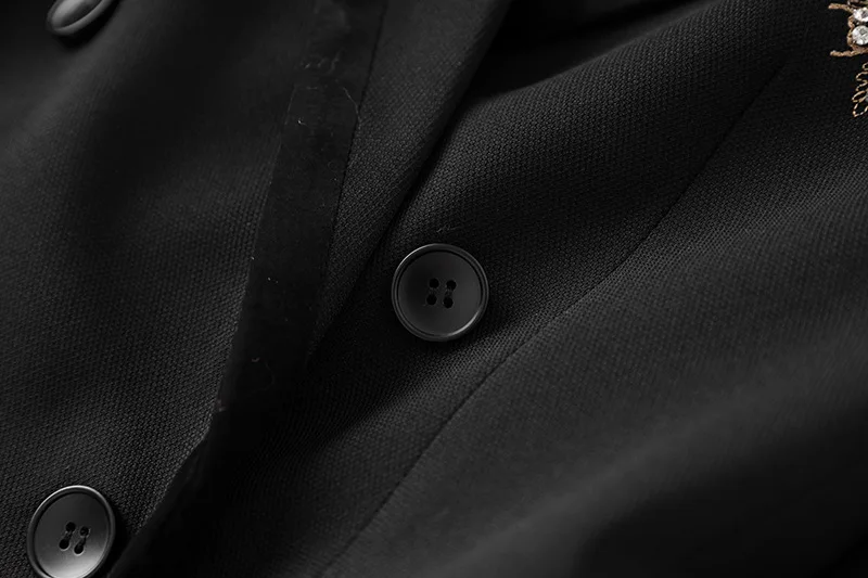 Blazer de retales de terciopelo ajustado con doble botonadura para mujer, ropa de oficina con diamantes de imitación y bordado de alta calidad