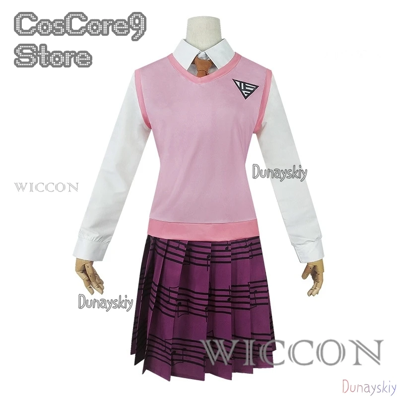 Anime Dangaronpa Kaede Akamatsu Cosplay Kostum Tank Top Short Skirt Pleated Skirt JK School Uniform Halloween Party Set