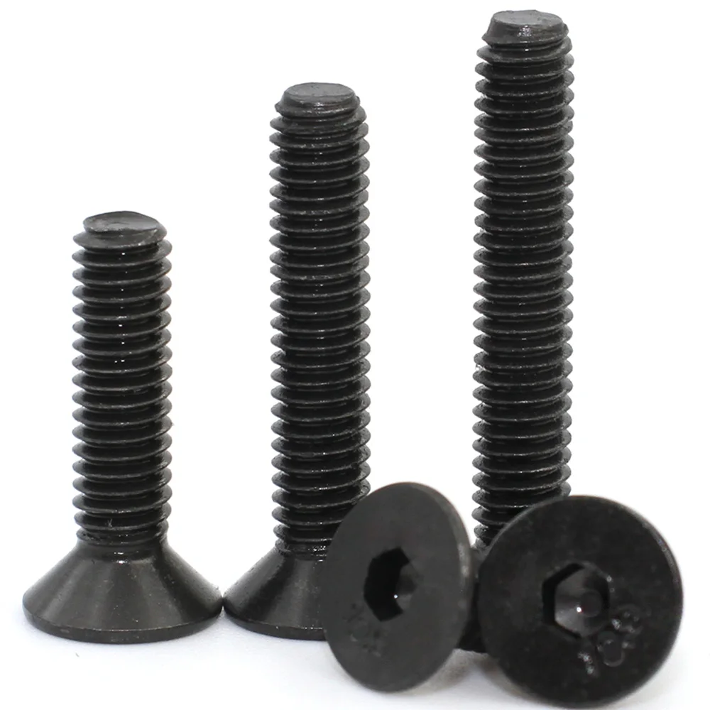 2-50Pcs M1.6 M2 M2.5 M3 M4 M5 M6 M8 M10 Grade10.9 Steel Hex Hexagon Socket Flat Countersunk Head Machine Screw Bolts DIN7991