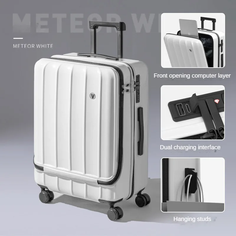 New Front Opening Rolling Luggage Travel Suitcase 18/20 Boarding Box Large Capacity Trolley Case Student Trunk Universal Wheel