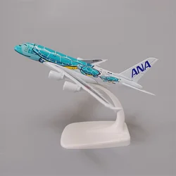 16cm Alloy Metal Japan Air ANA Airbus A380 Cartoon Sea Turtle Airlines Airplane Model Airways Plane Model Painting Aircraft Toys