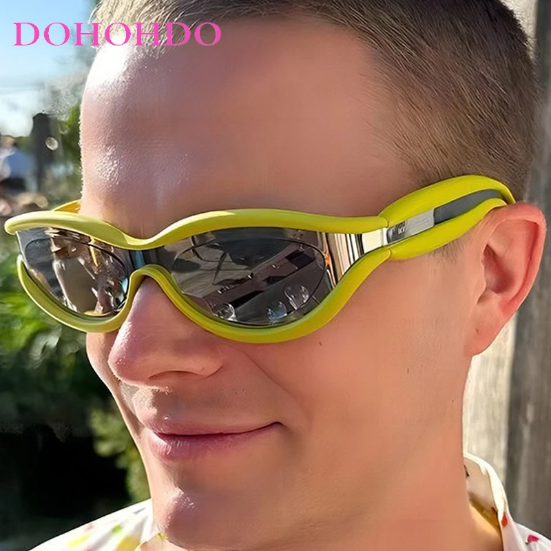 

Fashion Steampunk Oval Sunglasses Men Future Technology Brand Designer Glasses Women Summer Traveling Drive Eyewear UV400 Очки