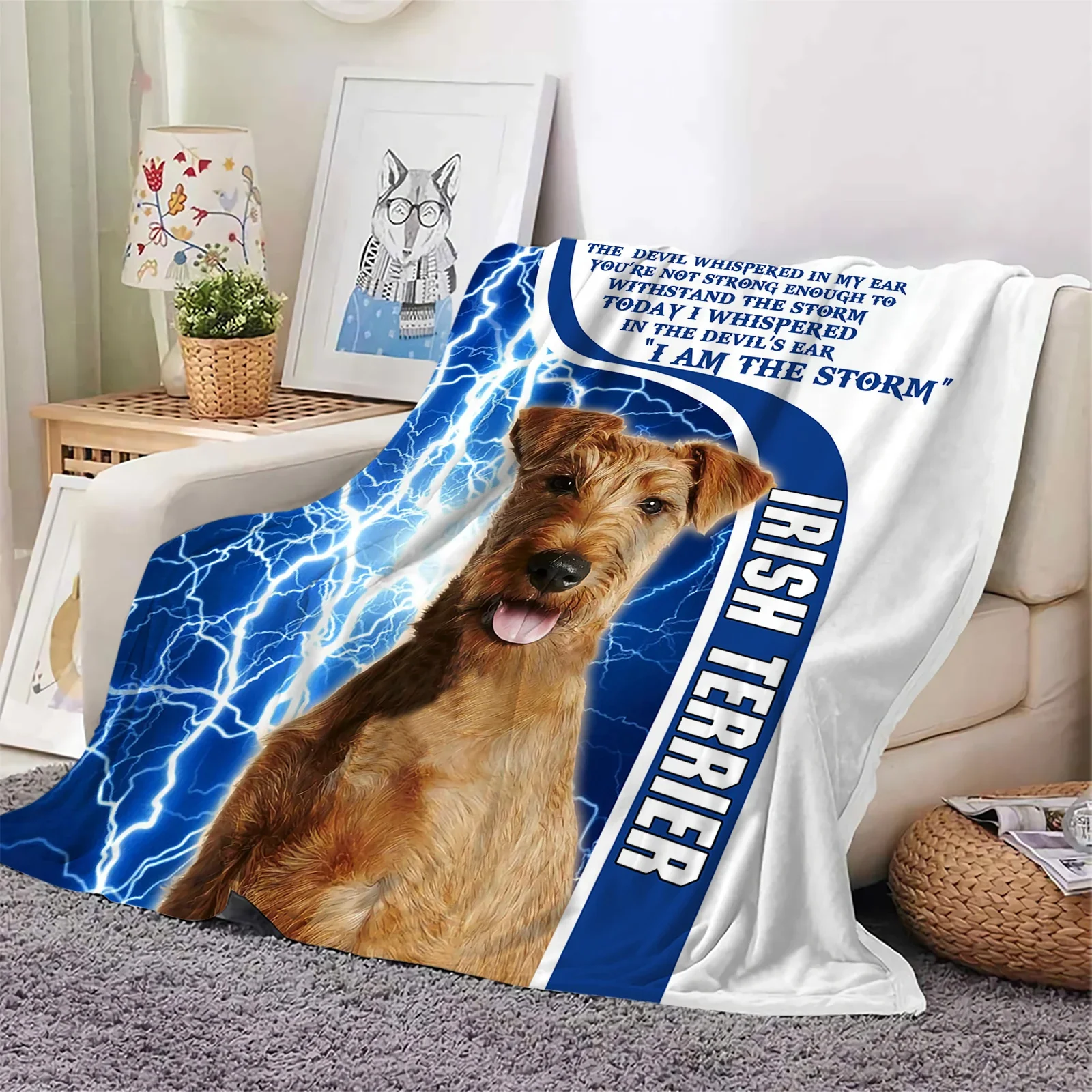 

Фланелевые одеяла ирландского терьера I Am The Storm Thunderbolt, одеяло с 3D принтом, офисное одеяло для сна, портативное одеяло для путешествий, дропшиппинг